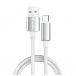 Дата кабель USB 2.0 AM to USB-C 1.0m 3A zinc alloy braided white ColorWay (CW-CBUC098-WT)