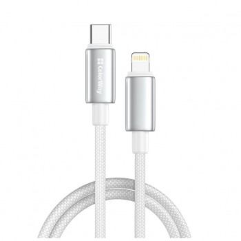 Дата кабель USB-C to Lightning 1.0m PD30W zinc alloy braided white ColorWay (CW-CBPDCL098-WT)