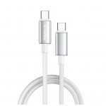 Дата кабель USB-C to USB-C 1.0m 5A 100W zinc alloy braided white ColorWay (CW-CBPDCC098-WT)
