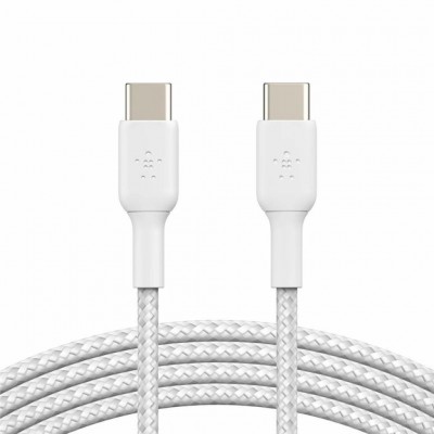 Дата кабель USB-C to USB-C 1.0m braided white Belkin (CAB004BT1MWH)