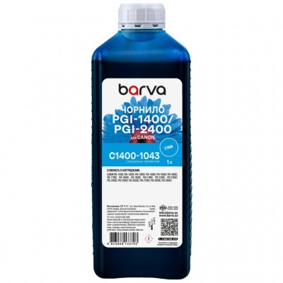 Чорнило Barva Canon PGI-1400/PGI-2400 1 л, special pigment, cyan (C1400-1043)