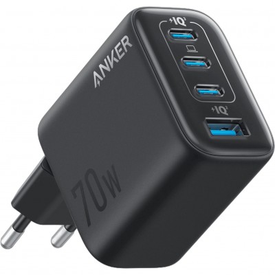 Зарядний пристрій Anker Charger 70W, 3xUSB-C, 1xUSB-A, Black (A121CG11)