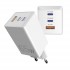Зарядний пристрій Sigma mobile X-power 65W GaN, PD, QC (2xUSB-C + 1xUSB-A) White (PS65-01)