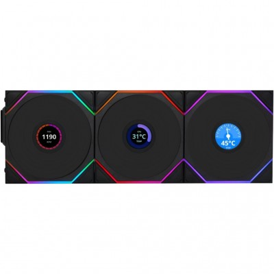 Вентилятор Lian Li UNI Fan TL WIRELESS LCD 120-3, Black (G99.12TLLCD1W3B.00)
