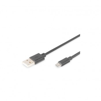 Дата кабель USB 2.0 AM to Micro 5P 0.9m black Digitus (AK-300110-010-S)