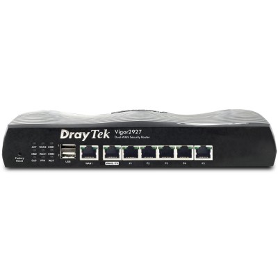 Роутер Drytek Vigor 2927, 2(4) WAN GbE, 5 LAN GbE, 2 USB 2.0, 50 VPN, Multi-LAN (8+DMZ+IP Rou