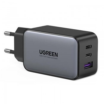 Зарядний пристрій 3xUSB 65W (2хUSB-C+USB-A) Gan CD244 Сірий Ugreen (10335)