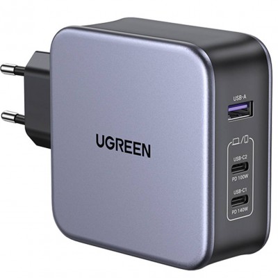 Зарядний пристрій 3xUSB 140W GaN (2хUSB-C+USB-A) CD289 with C to C Cable 1.5 м Gray Ugreen (90549)