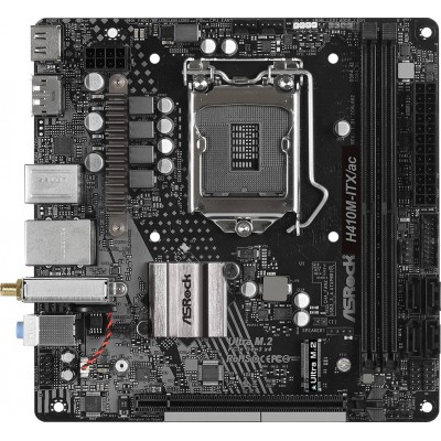 Материнська плата ASRock H410M-ITX/AC/REF (1200/H410, 2*DDR4, 1xPCIex16, HDMI/DP, 4xSATAІІІ, M.2, GLan, WiFi, 7.1ch,mI