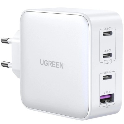 Зарядний пристрій 4xUSB 100W GaN (3хUSB-C+USB-A) білий CD226 Ugreen (15337)