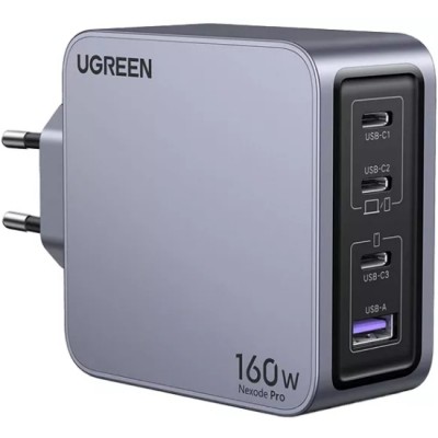 Зарядний пристрій 4xUSB 160W GaN (3xType-C+USB-A) Nexode Pro сірий X763 Ugreen (25877)