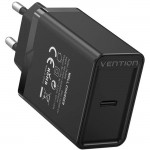 Зарядний пристрій 1xUSB 20W (USB-С) PD чорний Vention (FADB0-EU)
