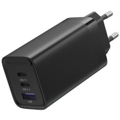 Зарядний пристрій 3xUSB 65W (USB-Cx2+USB-A) PD3.0+QC4.0 чорний Vention (FEDB0-EU)
