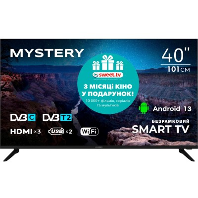 Телевізор 40 Mystery MTV-4060FST2 Full HD/Smart/Android 13/Wi-Fi/Frameless/Black ( MTV-4060FST2 )