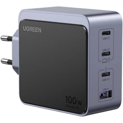 Зарядний пристрій 4xUSB 100W (3xUSB-C+USB-A) Gan Nexode Fast Charger Сірий X553 Ugreen (35043)