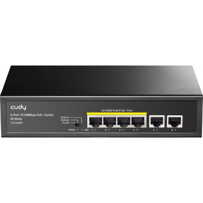 Комутатор Cudy FS1006P, 6-Port 10/100M PoE+Switch 60W