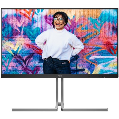 Монітор 31.5" AOC U32U3CV, Nano IPS, UHD, 2xHDMI, DP, USB-C, RJ-45, USB-hub, HAS, Pivot, кол.,чорно-сріб