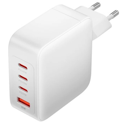 Зарядний пристрій 4xUSB 140W (3xUSB-C+USB-A) PD3.1/QC3.0/GaN White Vention (FEIW0-EU)