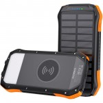УМБ Choetech Wireless 20000mAh 20W PD,QC3.0 3USB-A,solar panel, Qi-5W Black-Orange