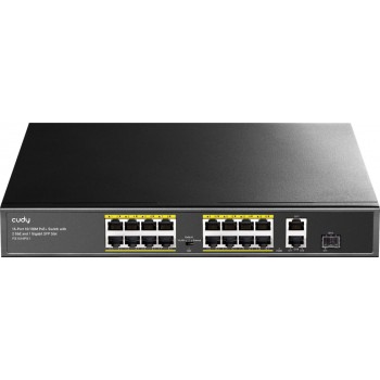 Комутатор Cudy FS1018PS1, 16 порт 10/100M PoE+ Switch with 2 Gigabit Uplink and 1 SFP Port 200W