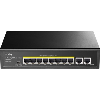 Комутатор Cudy GS1010PE, 8-Port Gigabit PoE+ Switch with 2 Gigabit Uplink Ports 120W