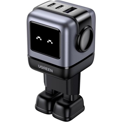 Зарядний пристрій 3xUSB 65W (2xUSB-C+USB-A) Gan Robot tech Fast Charger Сірий CD361 Ugreen (25685B)