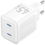 Зарядний пристрій 2xUSB-С 45W GaN білий Vention (FEFW0-EU)