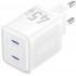 Зарядний пристрій 2xUSB-С 45W GaN білий Vention (FEFW0-EU)