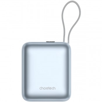 УМБ Choetech 10000mAh 35W PD3.0 USB-C In/Out, with buid-in type-C cabel голуба