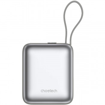 УМБ Choetech 10000mAh 35W PD3.0 USB-C In/Out, LED Display, with buid-in type-C cabel сіра