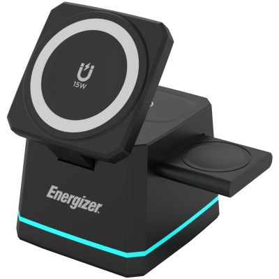 Зарядний пристрій 15W 3-in-1 Magnetic Wireless Fast Charger black Energizer (WCP307)