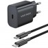 Зарядний пристрій 1xUSB-C 20W + USB-C cable М-М Black Vention (G16B0-EU)