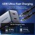 Зарядний пристрій 2xUSB-C 45W PD3.0/QC/GaN + USB-C cable М-М чорний Vention (TZ-FCDH0-EU)