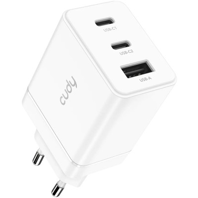 Зарядний пристрій 3xUSB 67W, (GaN, 1хUSB-C, QC+PD 3.0, вилка ЄС, для iPhone 12) , Cudy (CH67_EU)