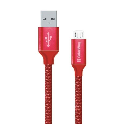 Кабель USB 2.0 AM to Micro 5P 2.0m ColorWay (2.4А), 2м Red (CW-CBUM009-RD)