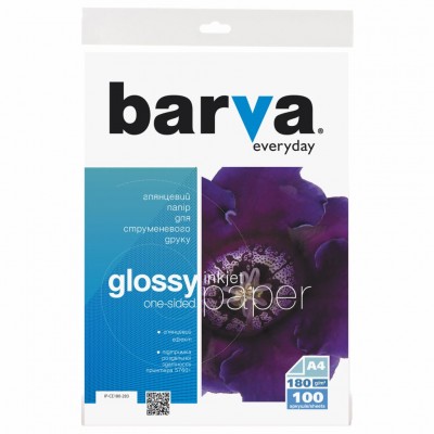 Фотобумага BARVA A4 Everyday Glossy180г 100с (IP-CE180-283)