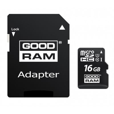 Карта пам'яті MicroSDHC 16GB UHS-I Class 10 Goodram + SD-adapter (M1AA-0160R12)