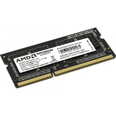 Память DDR3  AMD 1600 4GB SO-DIMM , Retail 1.35V R534G1601S1SLU 36 мес.