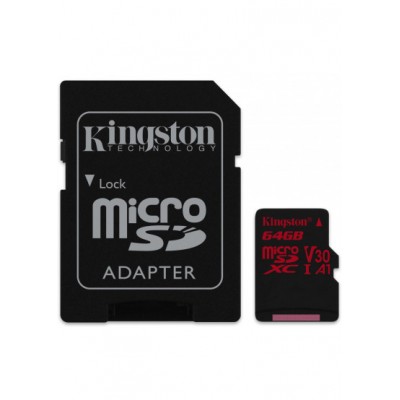 Карта пам'яті MicroSDXC 64GB UHS-I/U3 Class 10 Kingston Canvas React R100/W80MB/s + SD-адаптер (SDCR/64GB)