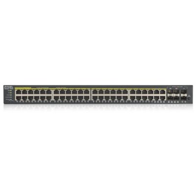 Комутатор ZYXEL GS1920-48HPv2 (4xGE, 4xGE/SFP, 2хSFP, 48хPoE, Max PoE 375W, Smart, NebulaFlex)