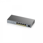 Комутатор ZYXEL GS1350-6HP (5xGE PoE, L2, 1xSFP, PoE 60W, металл)