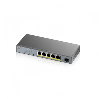 Комутатор ZYXEL GS1350-6HP (5xGE PoE, L2, 1xSFP, PoE 60W, металл)