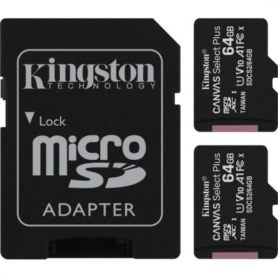 Карта пам'яті 64GB Class 10 Canvas Select Plus 100R A1 Kingston (SDCS2/64GB-2P1A)