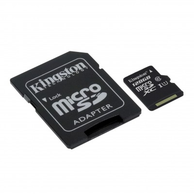 Карта пам`яті MicroSDXC 128GB UHS-I Class 10 Kingston Canvas Select Plus R100MB/s + SD-адаптер (SDCS2/128GB)