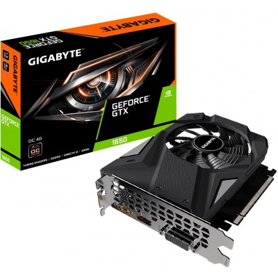 Вiдеокарта GIGABYTE GeForce GTX1650 4096Mb D6 OC (GV-N1656OC-4GD) 4 ГБ, 128 Bit 192 Гбіт/с GDDR6, 12000 MHz 1635 МГц HDMI, DVI, DisplayPort
