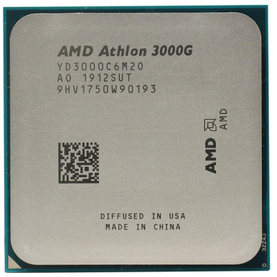 Процесор Athlon ™ 3000G (YD3000C6M2OFB) AM4, 2 ядра, 4 потоки, 3.5 GHz, TDP - 35W, 14nm, L1: 192KB, L2: 1MB, L3: 4MB, Radeon Vega 3, Zen, Tray