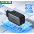Зарядний пристрій UGREEN USB-A+2*USB-C 65W GaN Black PD3.0 (PD2.0) + QC4.0 (QC4.0/QC3.0/QC2.0) CD224/10335