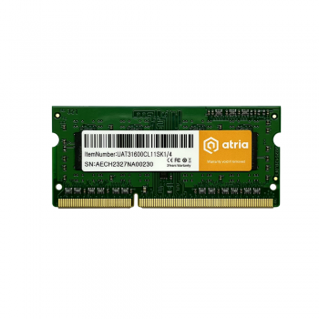 Пам'ять для ноутбука SoDIMM DDR3 4GB 1600 MHz ATRIA (UAT31600CL11SK1/4) 1.5V