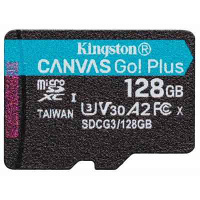 Карта пам'яті Kingston 128GB microSD class 10 UHS-I U3 A2 Canvas Go Plus (SDCG3/128GBSP)
