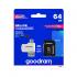 Карта пам'яті MicroSDXC 64GB UHS-I Class 10 GOODRAM + SD-adapter + OTG Card reader (M1A4-0640R12)